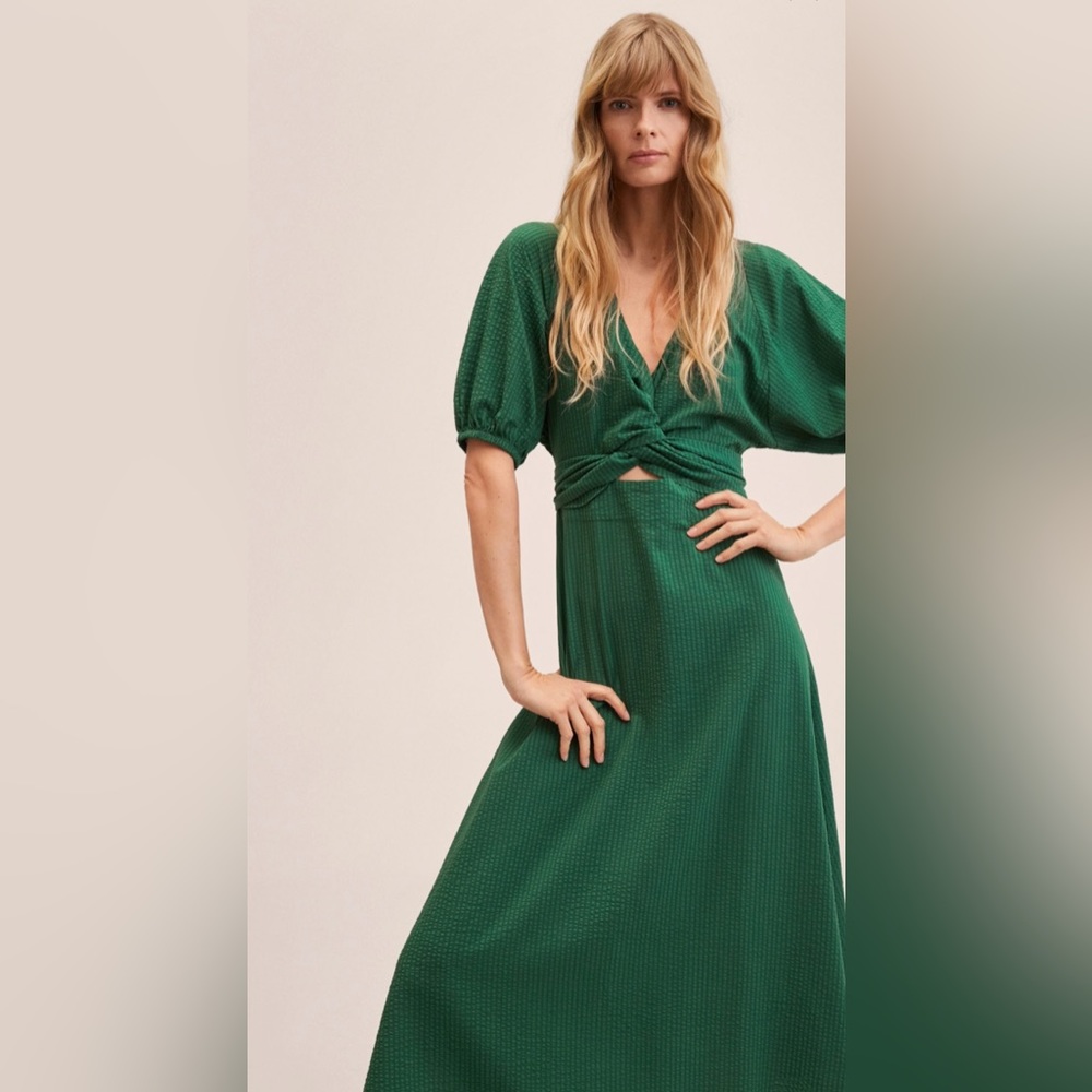 Green Bow cut out dress